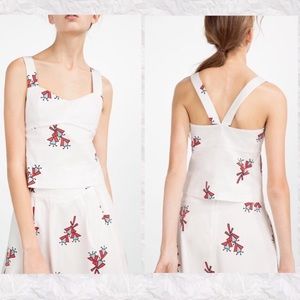Zara |  Floral Wide Strap Fitted Top